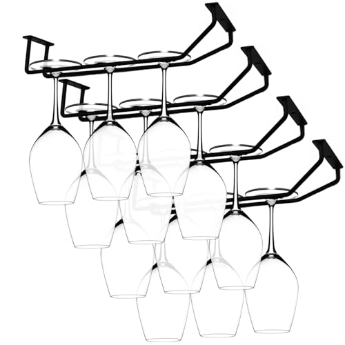 10.8 Inch Black Wine Glass Rack (4 Count)