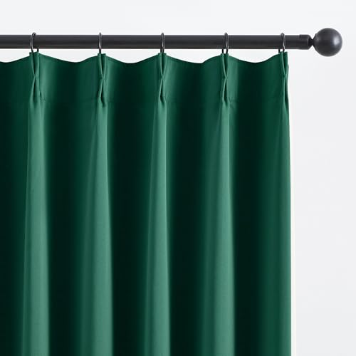 Hunter Green Blackout Curtains with Pinch Pleat 84 Inch Length