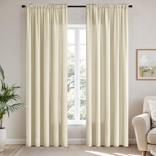 Cream Beige Privacy Sheer Curtains 2 Panels 42W x 84L (2 Count)
