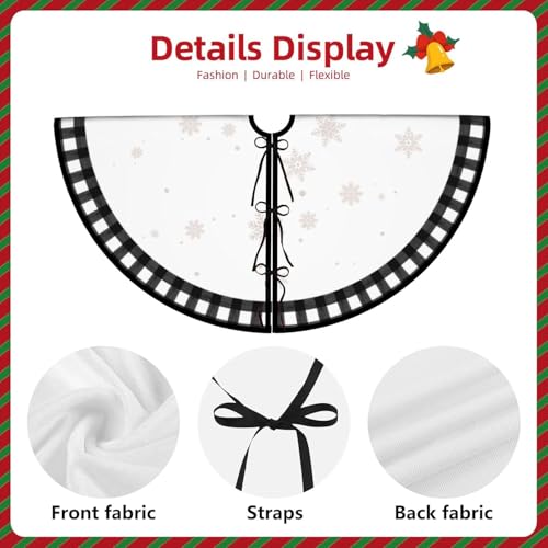 Christmas Tree Skirt 36inch Black and White Plaid Rustic Decor
