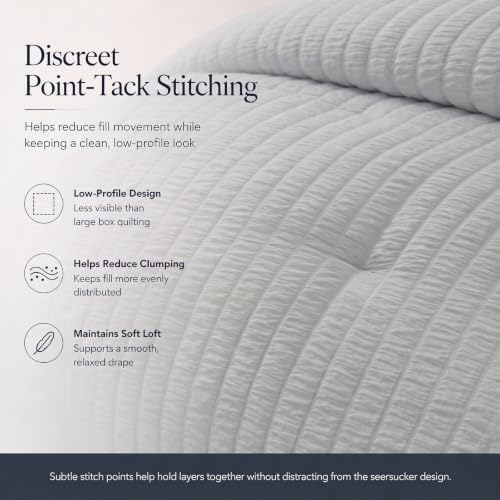 Full Size Comforter Set 7 Pieces Light Grey Seersucker Bed in a Bag