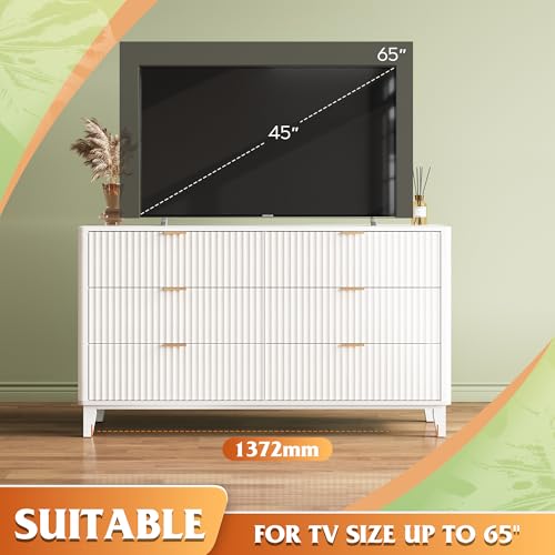 Fluted Dresser for Bedroom with 6 Drawers