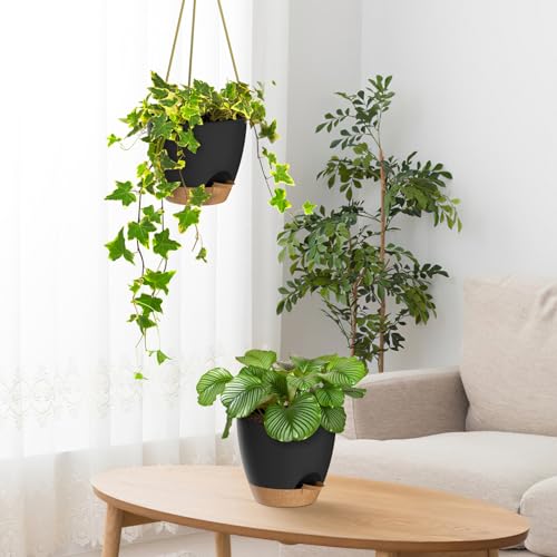 8 Inch Hanging Planters for Indoor Outdoor Plants (2 Count)