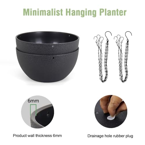 12 inch Large Hanging Planters for Indoor Outdoor Plants (2 Count)
