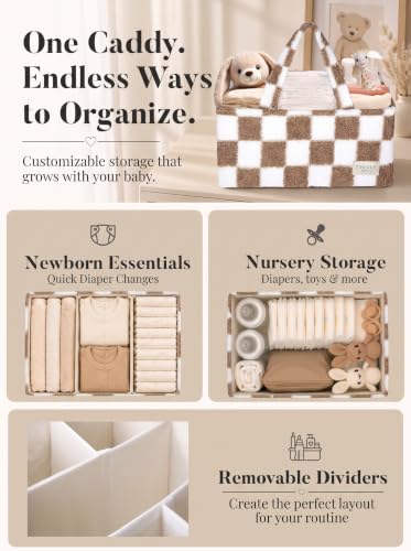 Baby Diaper Caddy Organizer with Waterproof Changing Pad