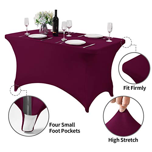 Spandex Table Cover for 4FT or 6ft or 8ft Table Universal Fitted Stretch Tablecloth for Party