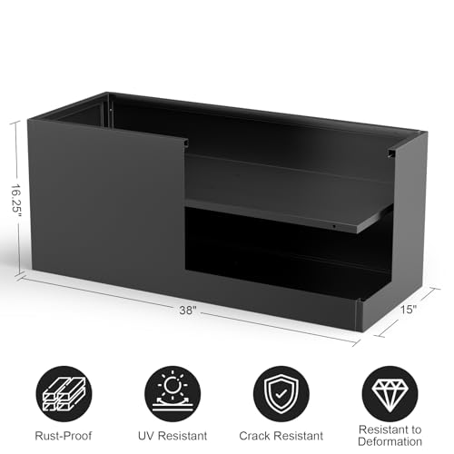 Metal Planter Box for Outdoor Plants 15" W x 38" L x 16.25" H