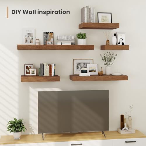 16 x 12 Deep Floating Shelves Wall Mounted Set of 2 Walnut (2 Count)
