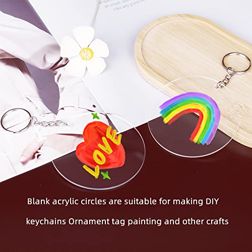 Round Acrylic Keychain Blanks 2 Inch Circle Blanks with Hole (100 Count)