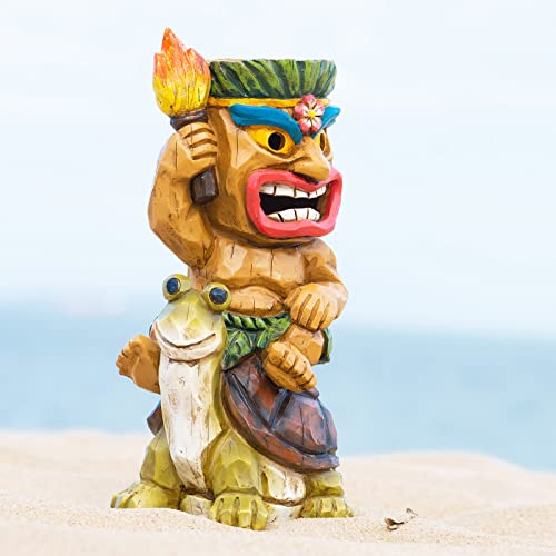 Tiki Outdoor Statue with Turtle Decor