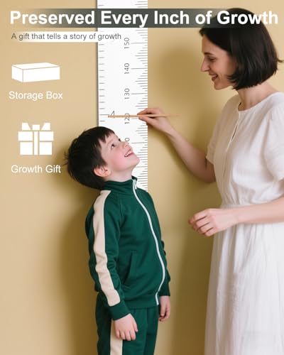6.5FT Growth Chart for Kids with Wooden Keepsake Box