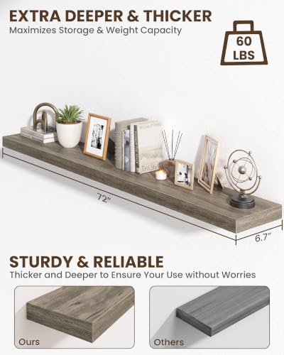 72" Floating Shelves for Wall (2 Count)