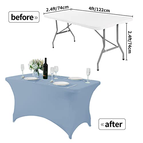 Spandex Table Cover for 4FT or 6ft or 8ft Table Universal Fitted Stretch Tablecloth for Party