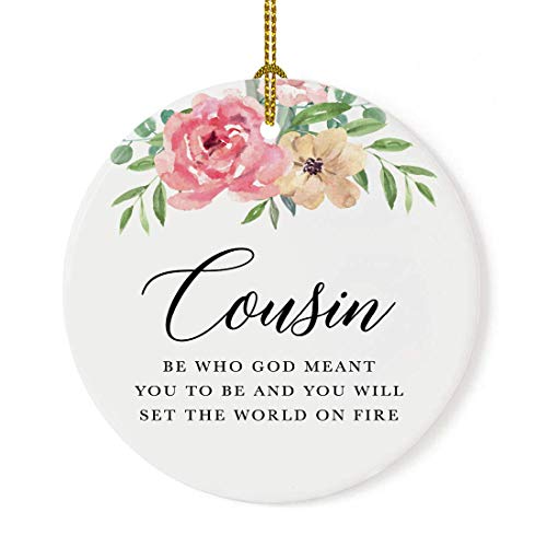 Round Ceramic Porcelain Christmas Tree Ornament Keepsake Gift for Cousins