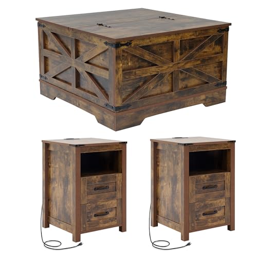 Farmhouse Coffee Table and End Table Sets of 3 (3 Count)