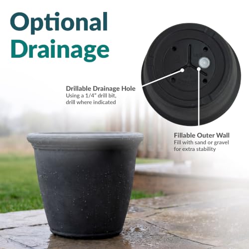 Sunnydaze Anjelica 15.25'' Large Plastic Planter Pot for Plants (2 Count)