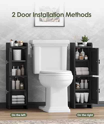 Small Bathroom Cabinet Narrow Toilet Paper Organizer Black