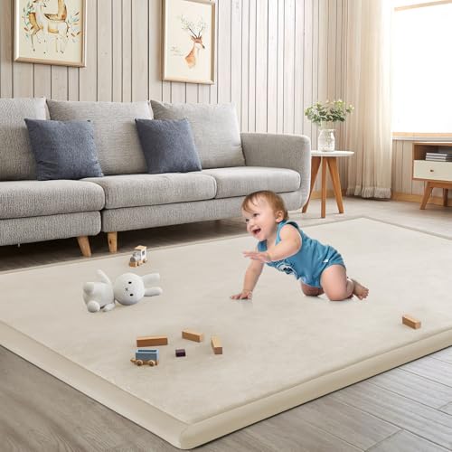 Baby Play Mat for Floor Nursery Rug Muscle Mat Area Rug Playroom Rug 50"x50" Playpen Mat Elastic Foam 1.3" Thick Crawling Mat for Babies