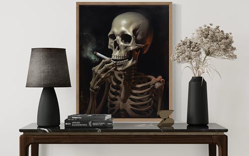 Skull Smoking Ciggarettes Poster Art Print