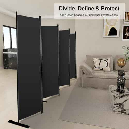 10 Panel Black Room Divider 6ft Tall Indoor Folding Privacy Screen