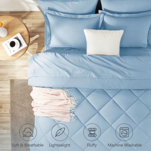 King Comforter Set 102"x90" Baby Blue
