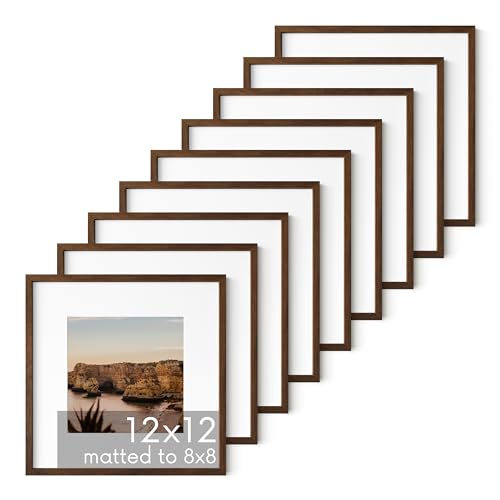 Walnut Oak Wood 12x12 Picture Frames (9 Count)