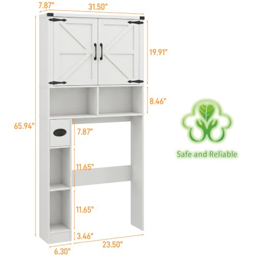 Over The Toilet Storage Cabinet with 2 Barn Doors