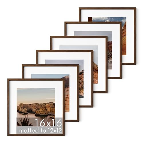 Walnut Square Frames Set of 6 (6 Count)