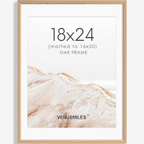 18x24 Poster Frame Natural Solid Oak Photo Frames with 16x20 Removable Mat Wall Hanging Large Handcrafted Frame with HD Plexiglass Wall and Tabletop Display Large Picture Frame
