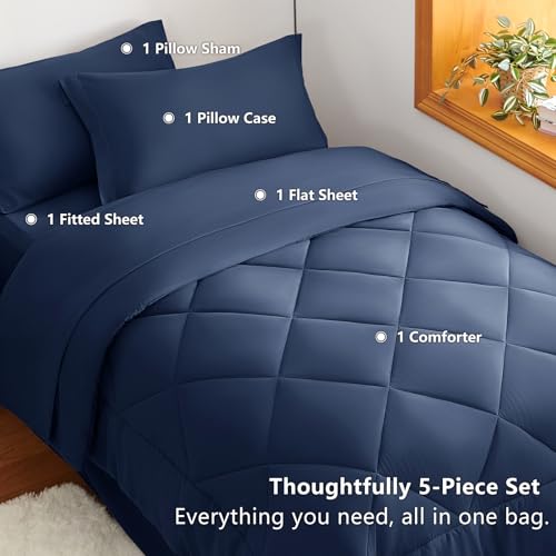Twin XL Comforter Set 68"x88" Navy