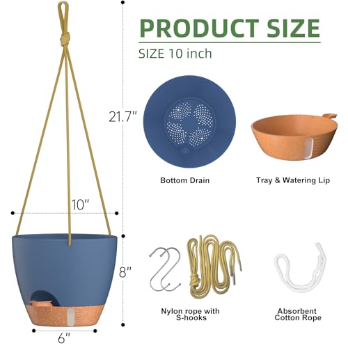 10 Inch Hanging Planters for Indoor Plants & Outdoor (2 Count)