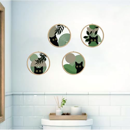 Sage green Cat Wall Art Sage green C at Room Decor Aesthetic (4 Count)