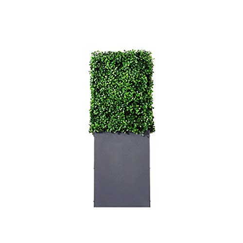 Upgraded Artificial Boxwood Hedge Wall with Gray Color Planter Box