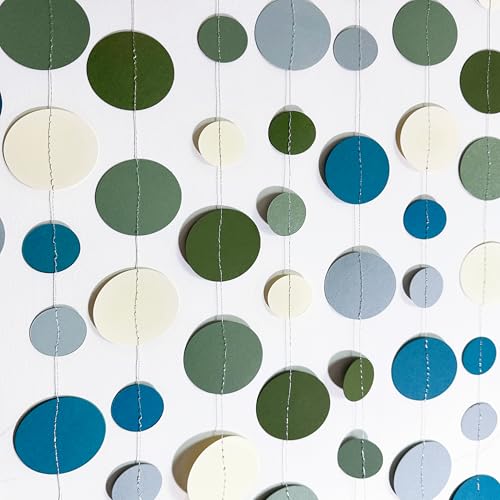 Sage Green and Dusty Blue Party Decorations Polka Dots Garlands Hanging Paper Circle Dots Streamer for Men Birthday Wedding Shower Engagement Retirement Silly Goose Party Decorations Supplies