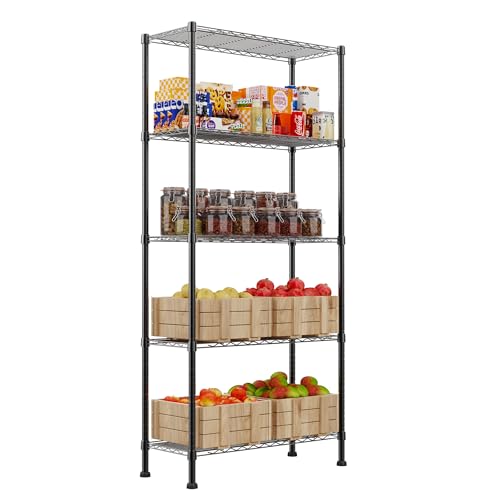 5 Wire Shelving Metal Storage Rack Adjustable Shelves