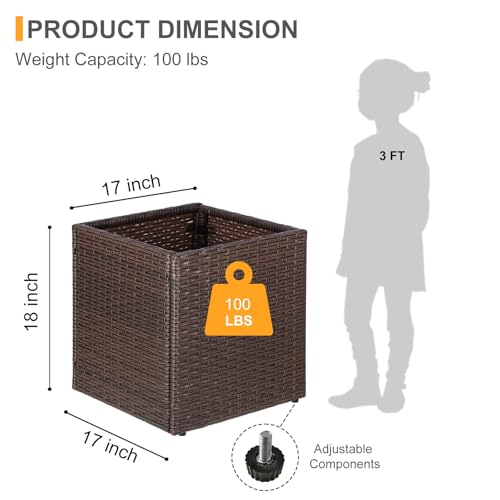 Set of 2 Large Square Planter with Removable Liner (2 Count)
