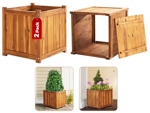Set of 2 Hardwood Outdoor Flower Box (2 1)