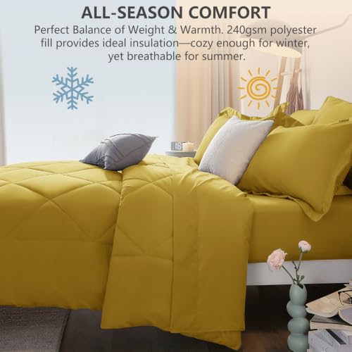 Full Comforter Set 82"x86" Mustard Yellow