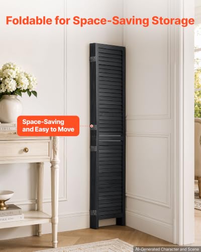 Wood Room Divider 4 Panels 67 in Wood Folding Privacy Screen Black
