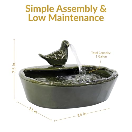 Sunnydaze 7" Ceramic Solar Powered Garden Water Fountain