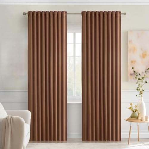Cappuccino Brown Back Tab Blackout Curtains 52"x90" Long 2 Panel Set (2 Count)