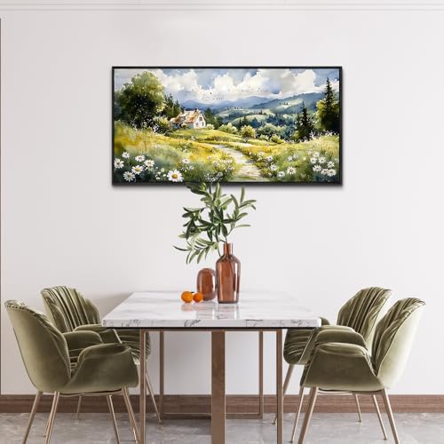 Black Framed Canvas Wall Art For Living Room Wall Decor For Bedroom Office Pastoral Scenery Paintings Modern Wall Pictures Artwork Room Aesthetic Home Decor 20x40 In