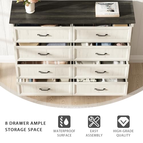 Farmhouse 8 Drawer Dresser for Bedroom