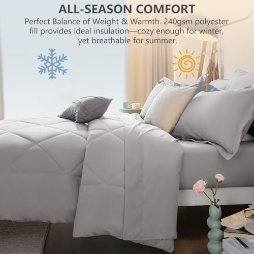 Full Comforter Set 82"x86" French Grey