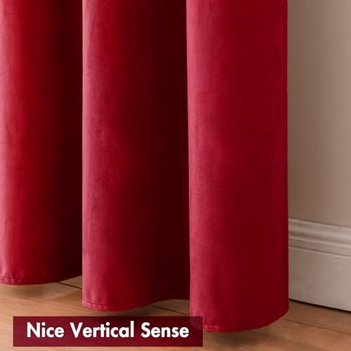 Red Blackout Velvet Curtains Drapes 108 Inch Long 52"x108" Bedroom (2 Count)