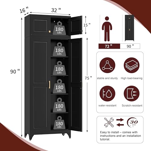 90" Tall Metal Storage Cabinet