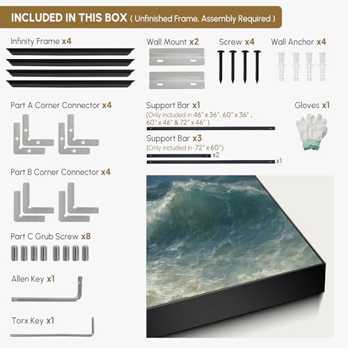 46"x72" Extra Large Framed Wall Art Dramatic Ocean Waves with Stormy Sky and Seagulls for Home Living Room Bedroom Decor