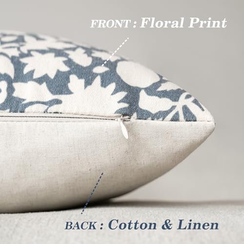 Set of 2 Decorative Neutral Floral Throw Pillow Covers Accent Farmhouse Cushion Covers Boho Vintage Pillowcase for Couch Sofa Bedroom Living Room Home Decor (2 Count)