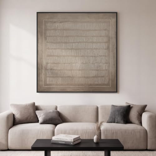 Extra Large Framed Neutral Abstract Line Wall Art for Living Room
