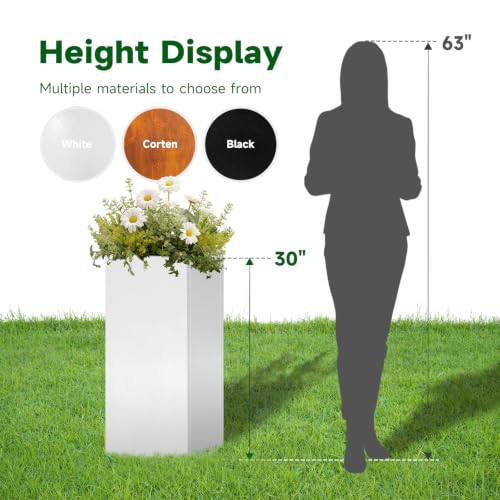 Metal Outdoor Planter Box 14"x14"x30" Tall Steel Planter